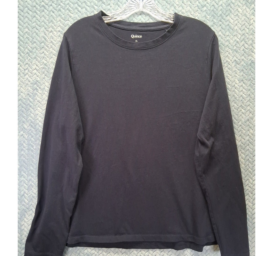 Quince Womens Organic Cotton Jersey Classic Long Sleeve Tee Deep Navy XL